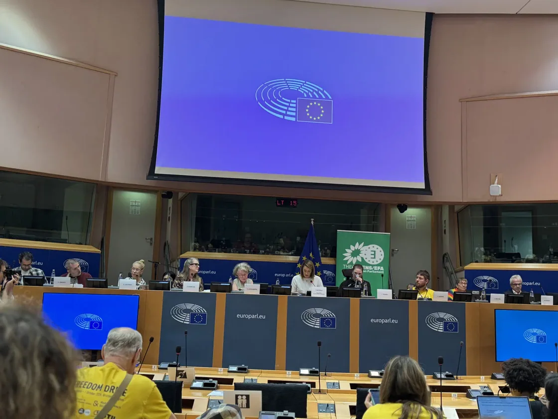Il tavolo dei relatori durante l’incontro nella sala del Parlamento europeo.